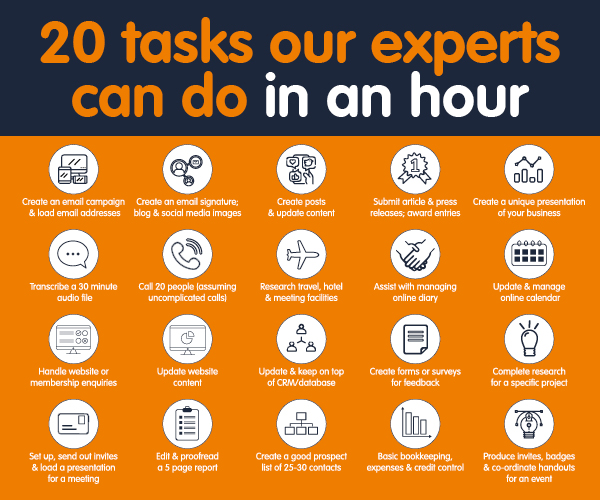 20 tasks our experts can do in one hour - Get Ahead VA